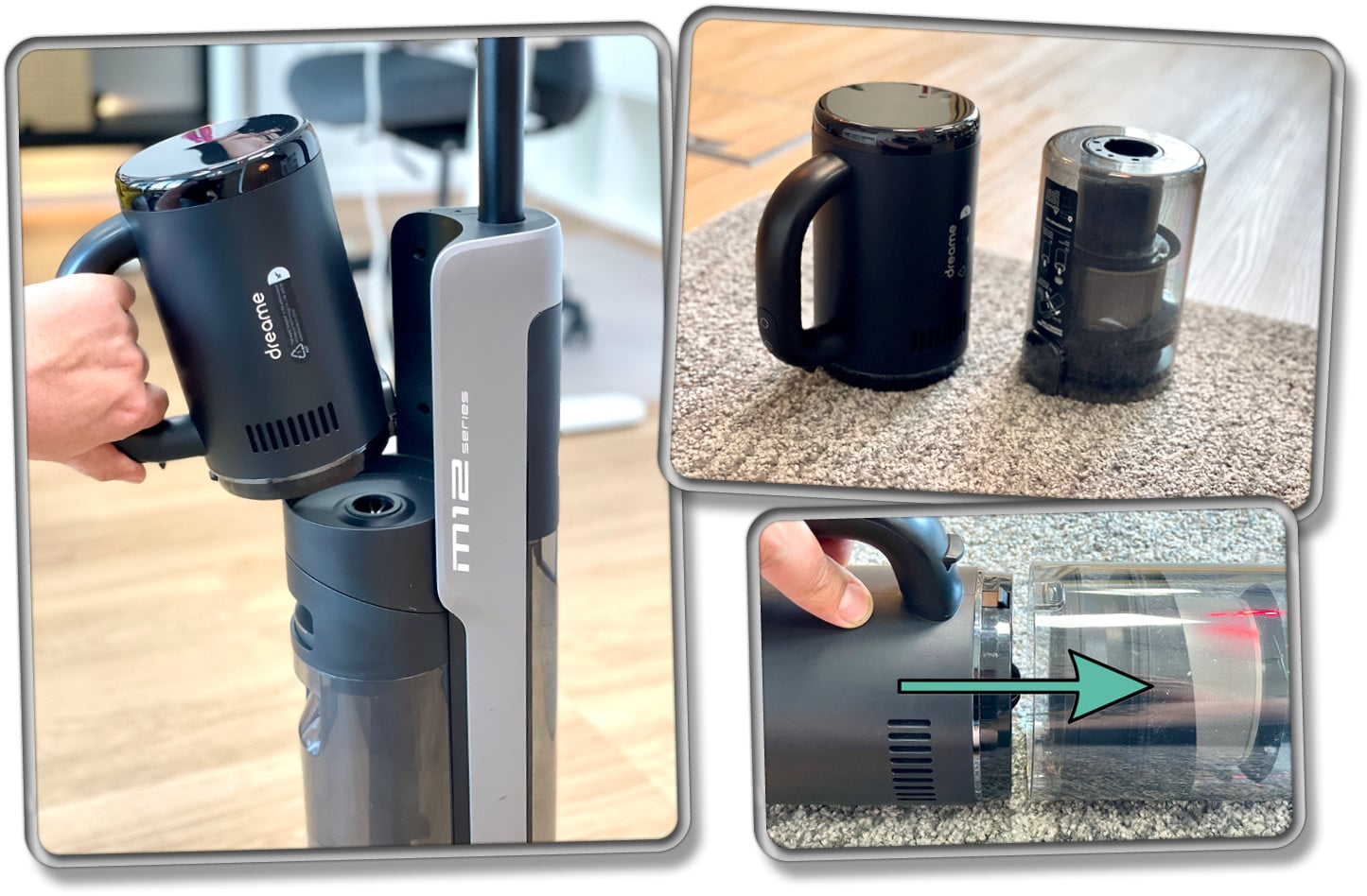 In wenigen Schritten lässt sich der Dreame M12 im Test von einem Wischsauger in einen Handstaubsauger umbauen