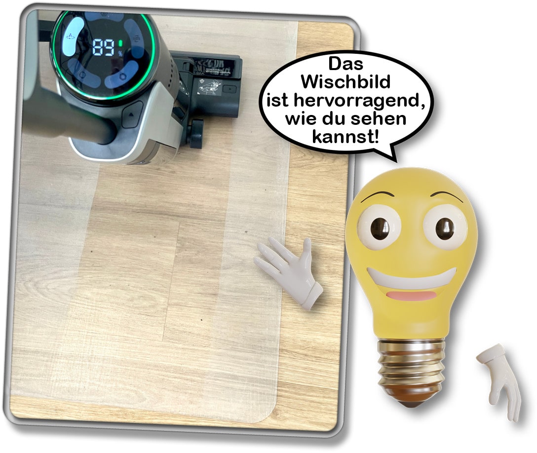 Der Dreame M12 hinterlässt im Test ein hervorragend gleichmäßiges und nicht zu nasses Wischbild