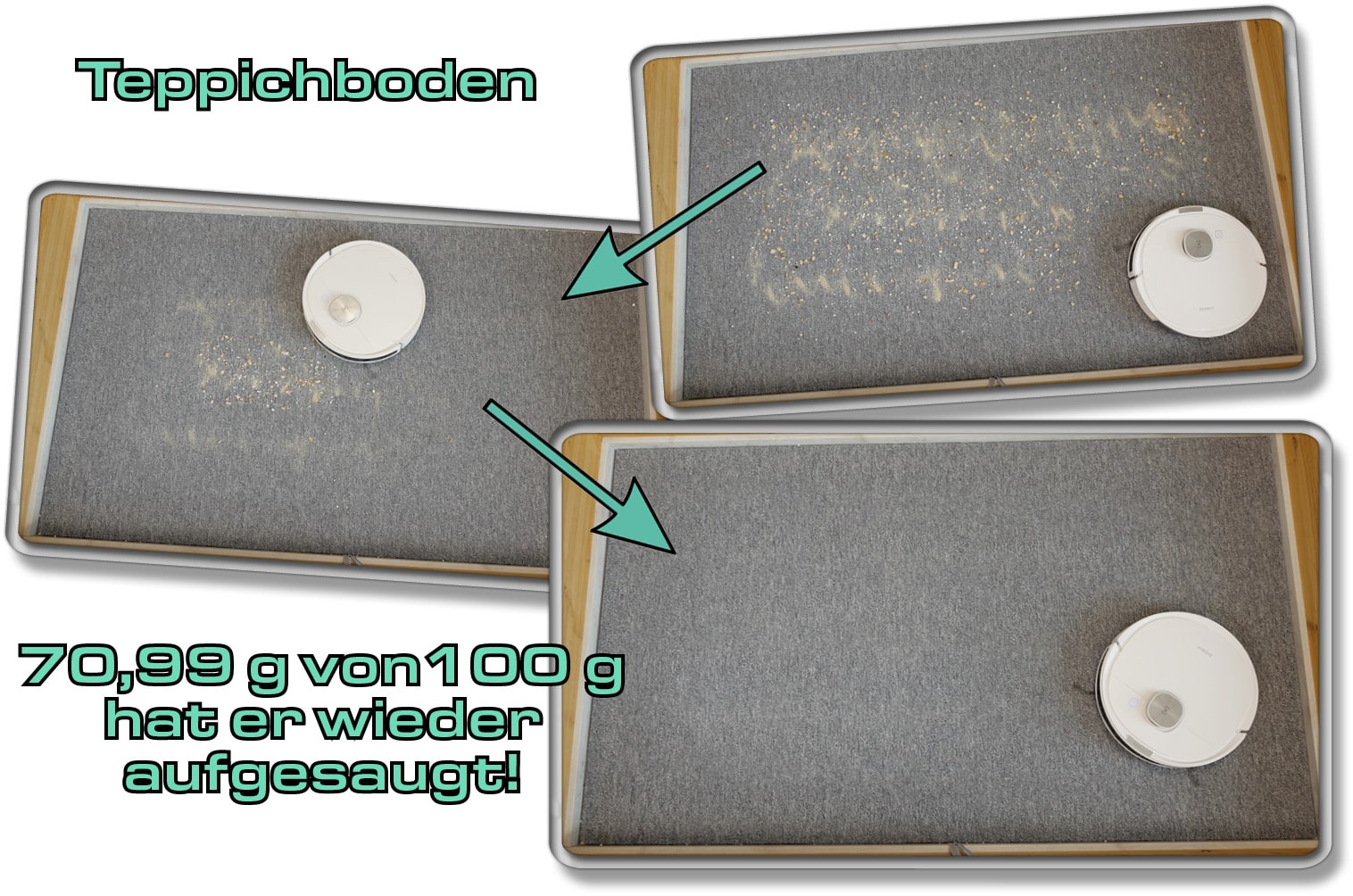ECOVACS Deebot N10 Plus - Testergebnisse - Saugleistung auf Teppichboden