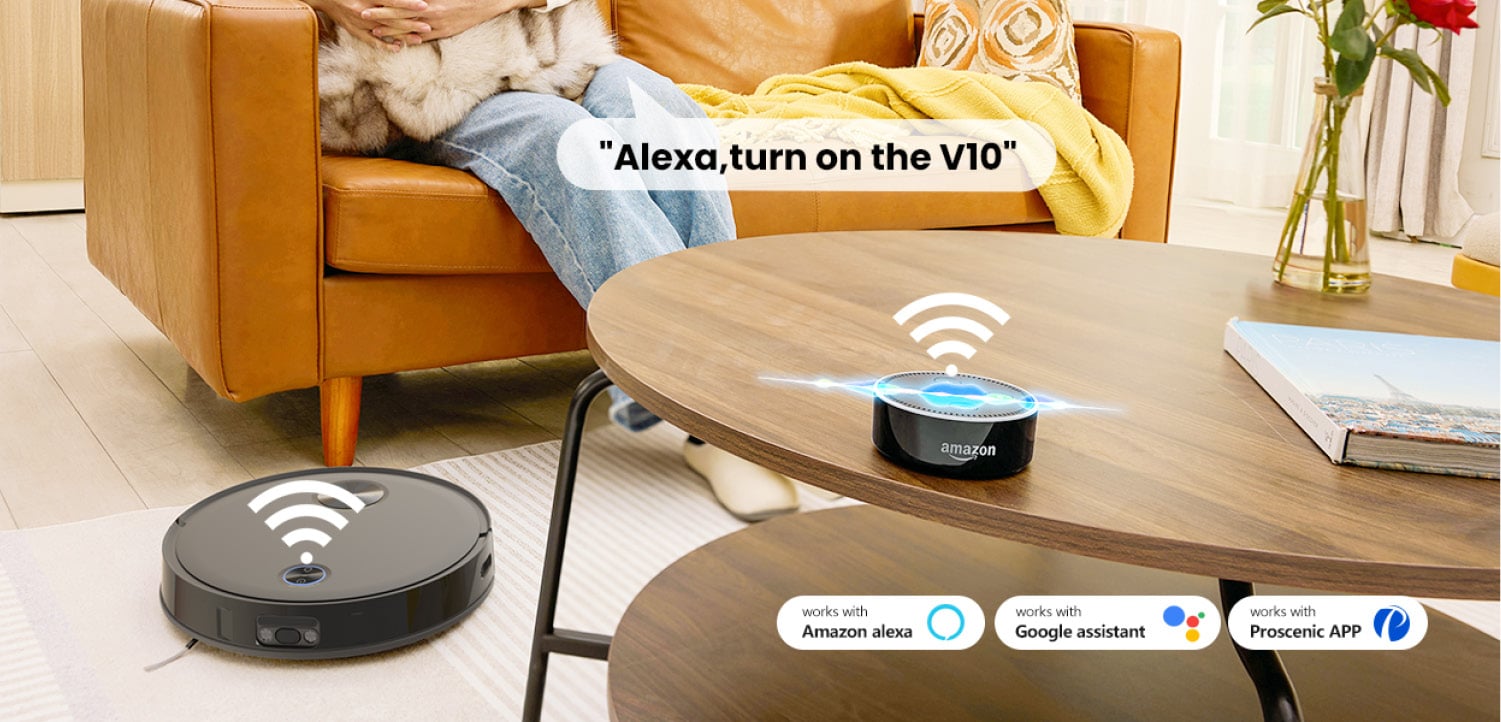 Proscenic V10 - Steuer den Saugroboter komfortabel über externe Sprachassistenten