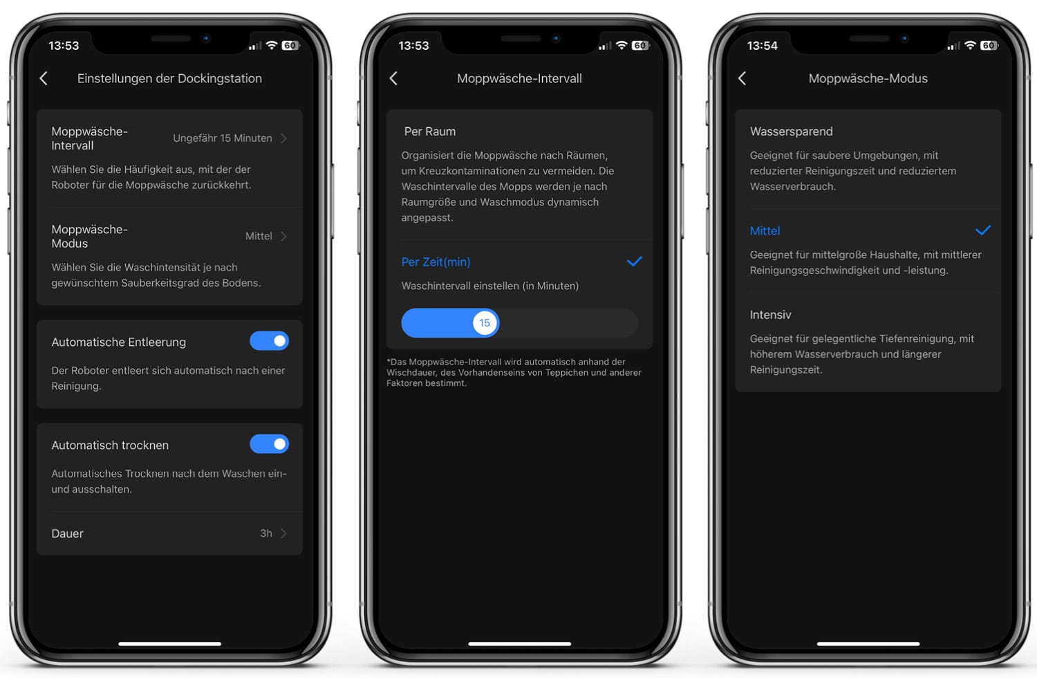 Roborock Q Revo - App - Einstellungen der Reinigungsstation
