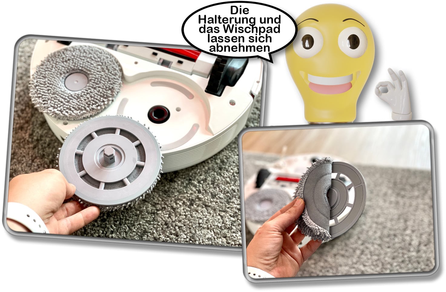 Roborock Q Revo - Die Wischpads können von den Wischtellern abgenommen werden