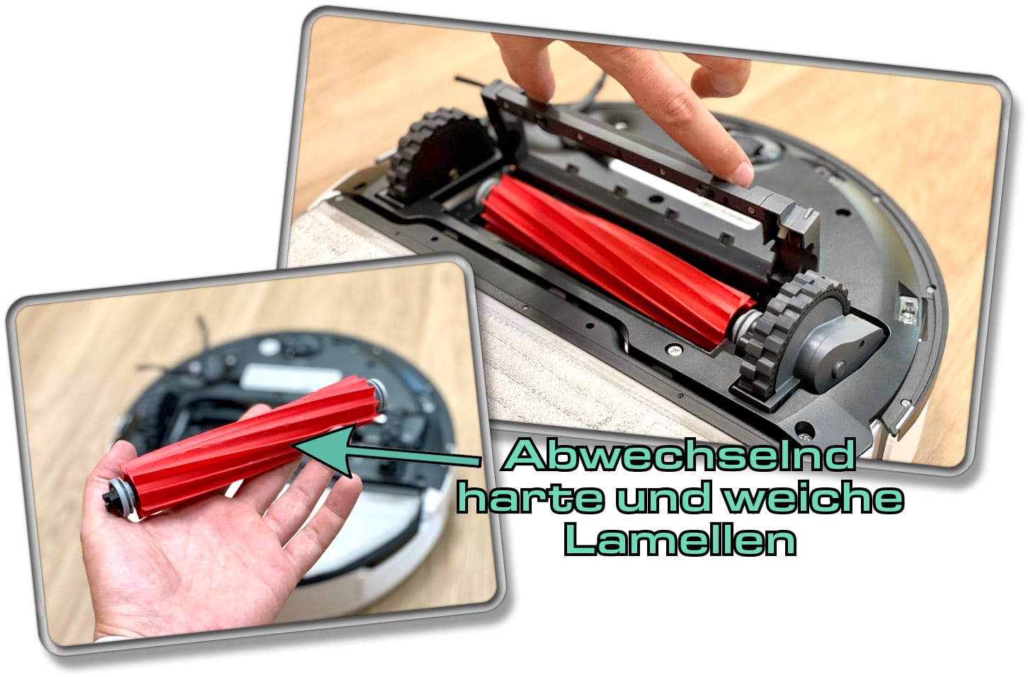 Die Vollgummi Bodenbürste des Roborock S7 Max Ultra ist leicht zu entnehmen