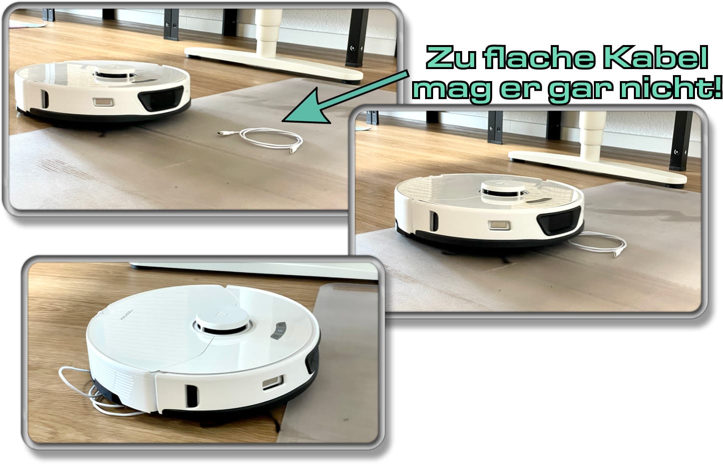 In unserem Test zeigte sich, dass er zu kleine Hindernisse wie Kabel nicht mit seiner Obstacle Avoidance erfasst