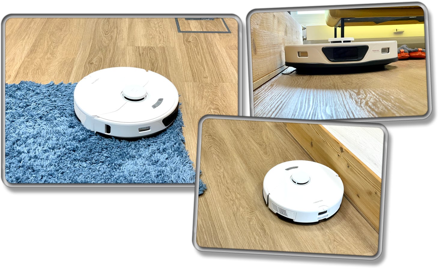 Die Laser-Navigation bringt ihn dazu, in geraden Bahnen zu fahren