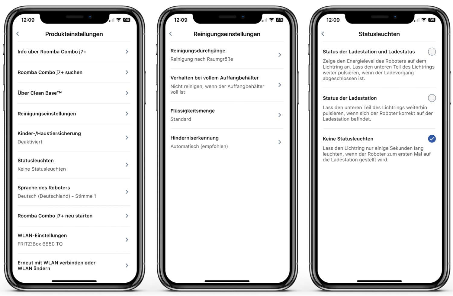 iRobot Roomba Combo j7+ - App - Produkteinstellungen