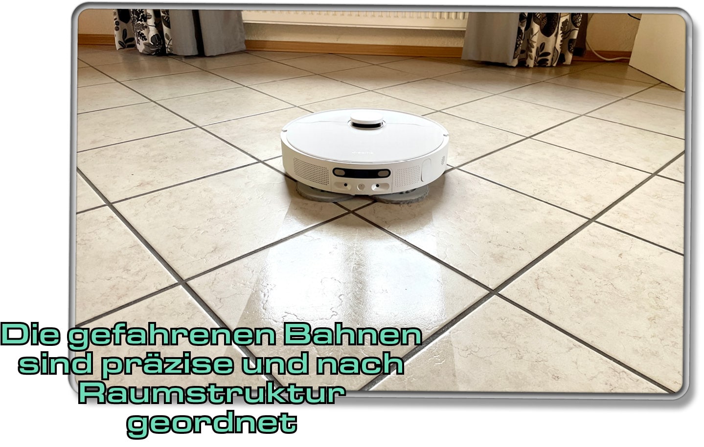 In geraden und präzisen Bahnen fährt der Dreame L10 Ultra durch die Wohnung