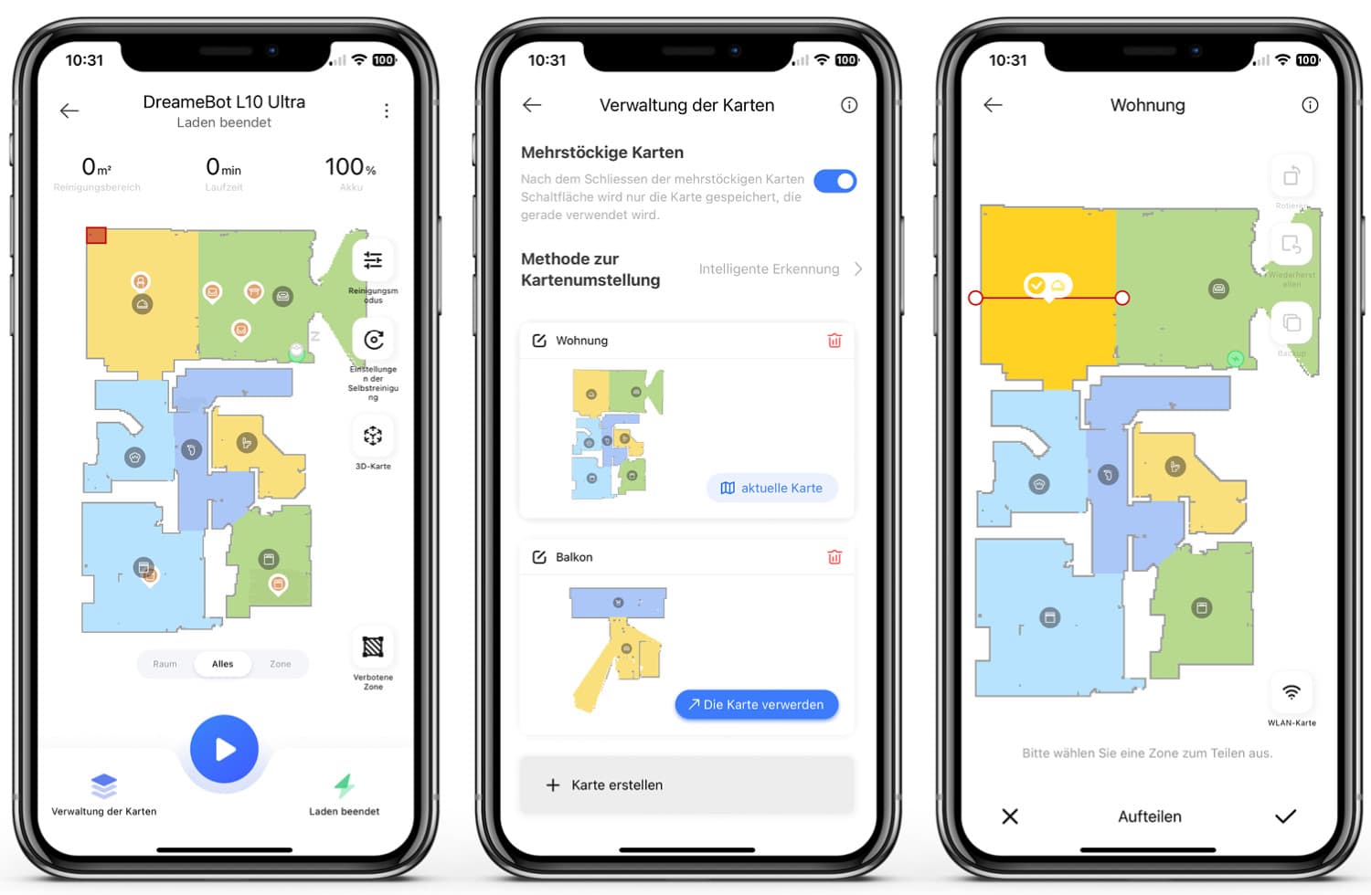 In der Dreamehome-App des Dreame L10 Ultra wird dir die erstellte Karte angezeigt, mit der du umfangreich interagieren kannst.