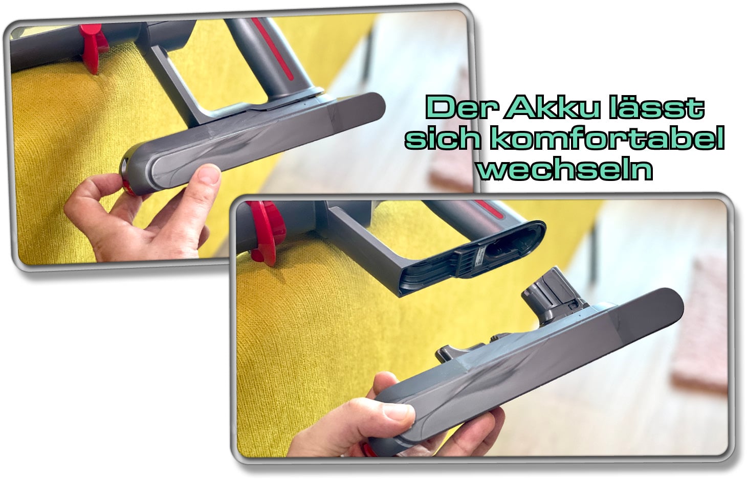 Dyson Gen5detect Absolute - Der Akku kann abgenommen und bei bedarf durch einen optional erhältlichen Austauschakku gewechselt werden.