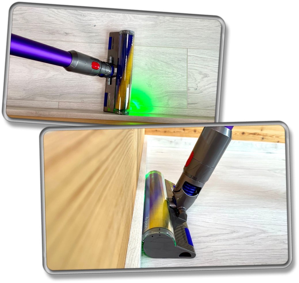 Die Bürste kommt zwar nicht ganz an den Rand, jedoch langt die Saugkraft für eine perfekte Reinigung aus