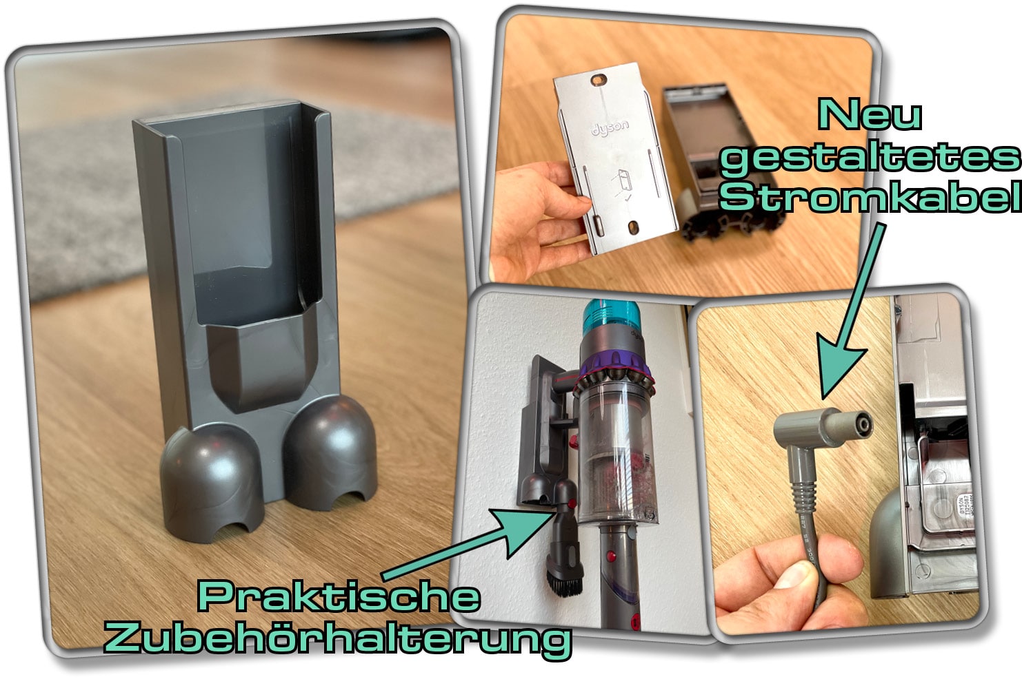 Dyson Gen5detect Absolute - Die mitgelieferte Basisstation lädt den Akkusauger auf und bietet Verstauraum für das Zubehör.