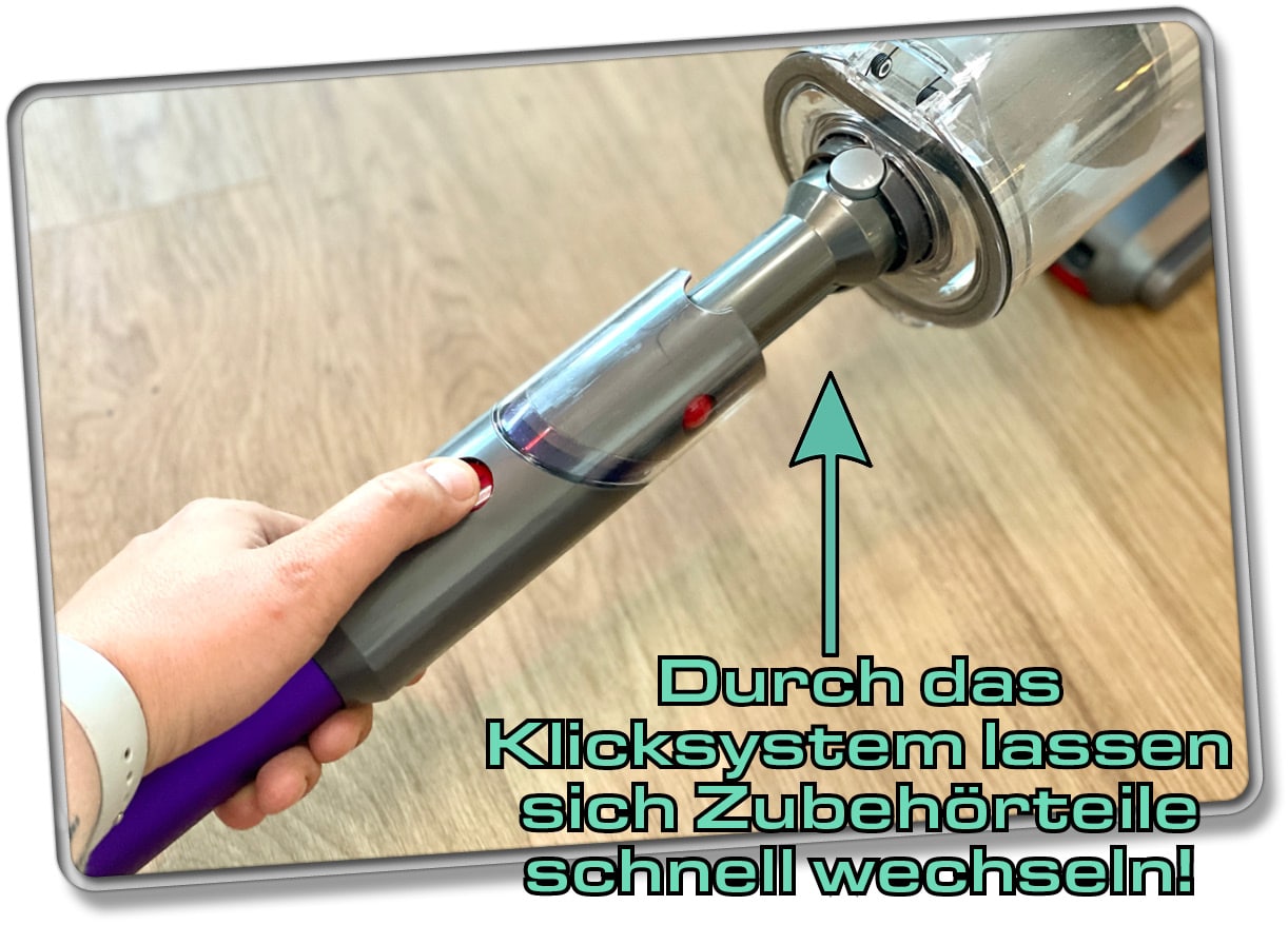 Dyson Gen5detect Absolute - Mit einem Klick ist ein Zubehörteil abgenommen und das andere angebracht!