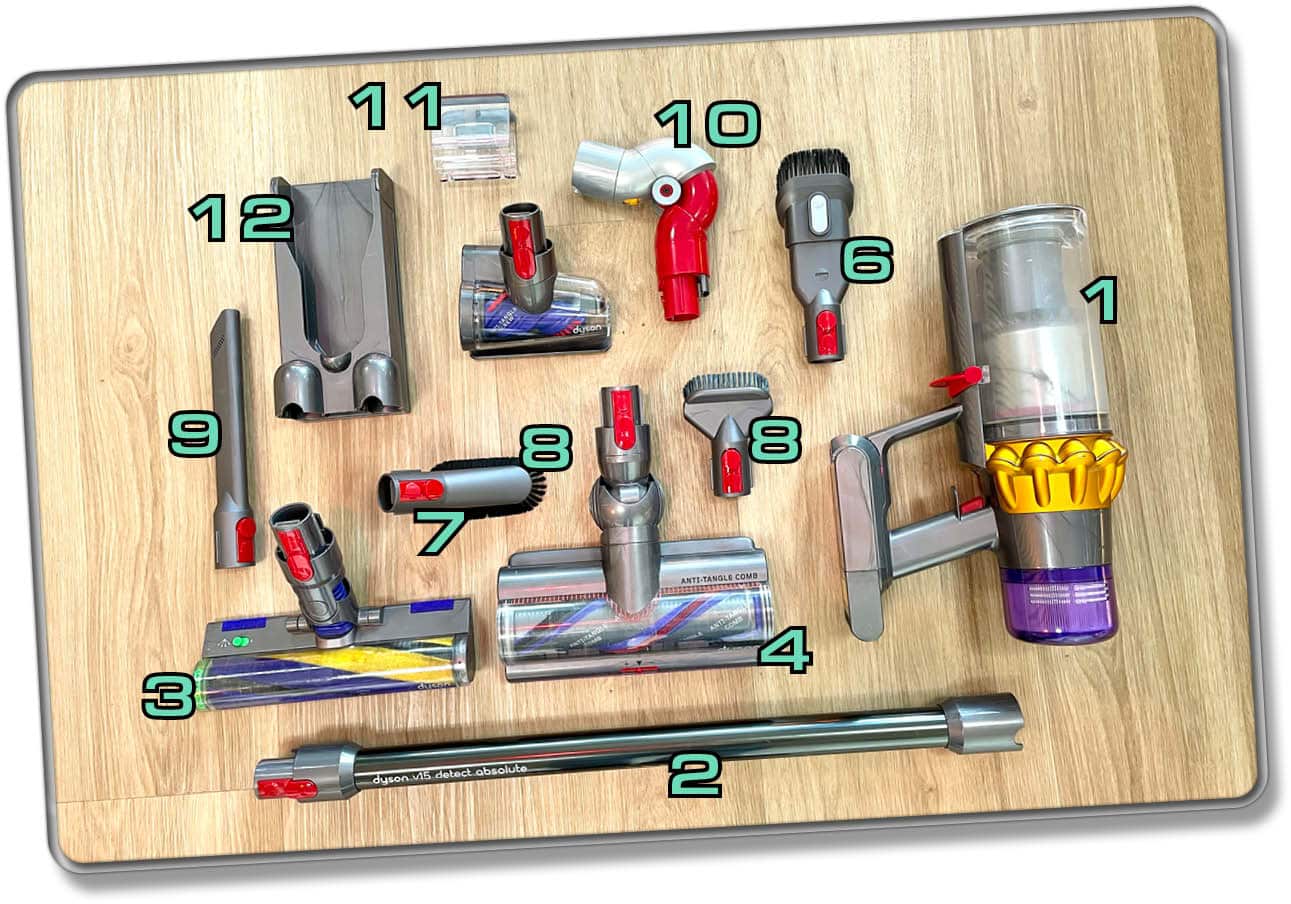 Dyson V15 detect Absolute - Das alles befindet sich im großen Lieferumfang!