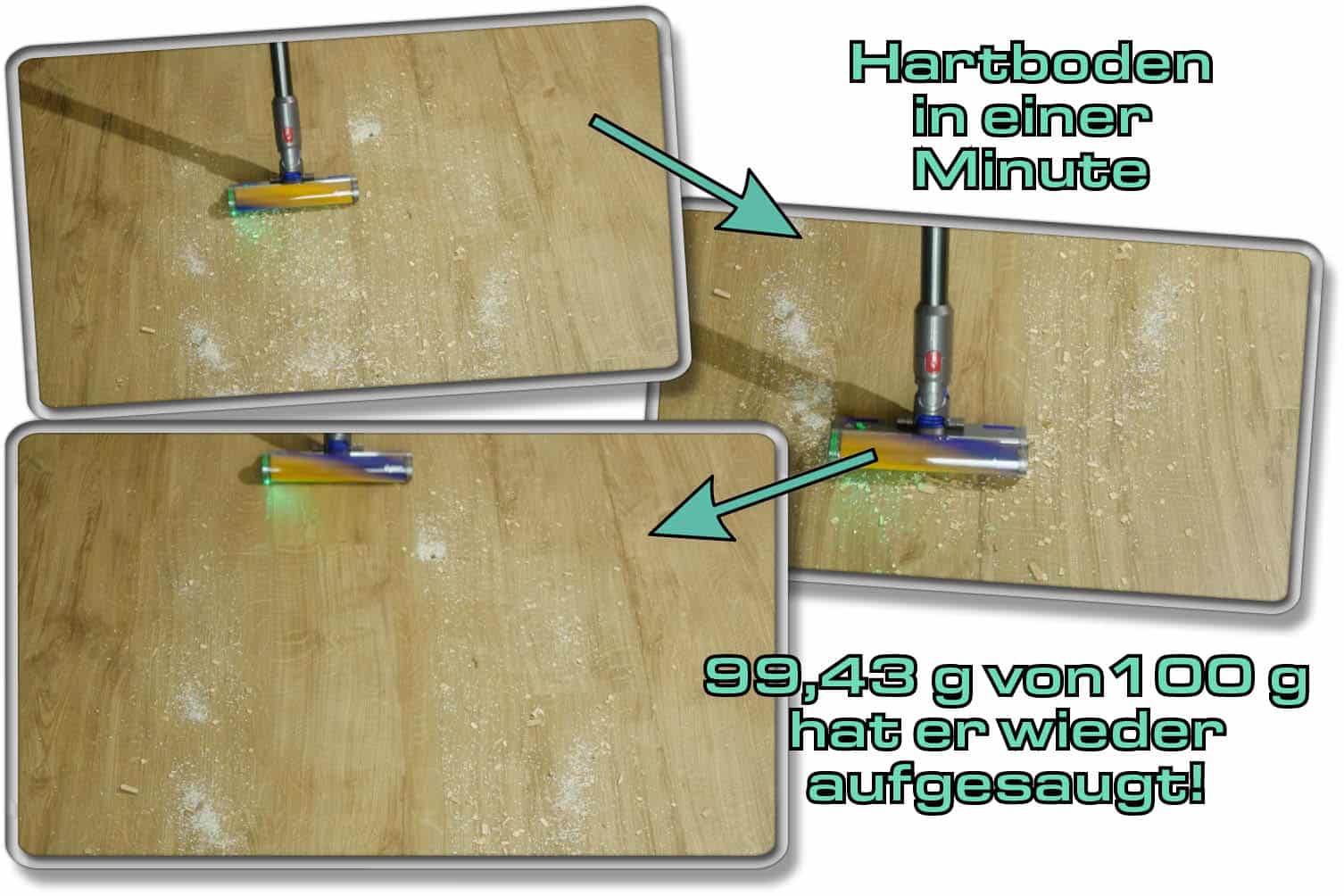 Dyson V15 detect Absolute - Das sind unsere Saugleistungsergebnisse aus dem Test auf Hartboden
