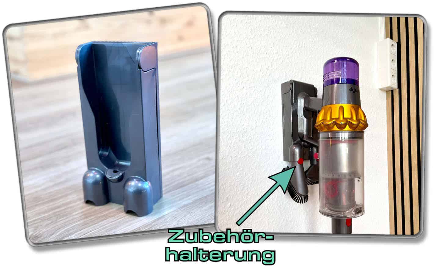 Dyson V15 detect Absolute - Die Basisstation wird an der Wand montiert und lädt den Akksauger auf