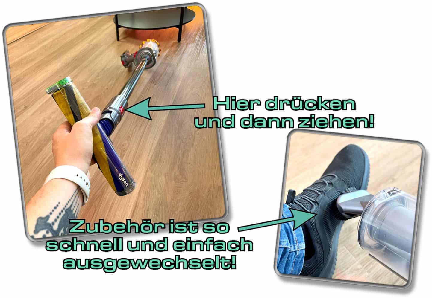 Dyson V15 detect Absolute - Durch das praktische Stecksystem, ist jedes Zubehör sofort montiert.