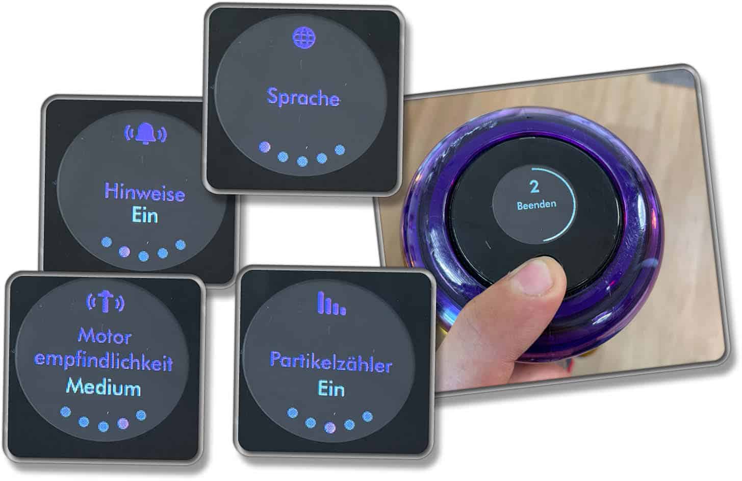 Dyson V15 detect Absolute - Verschiedene Einstellungen sind individuell realsisierbar.