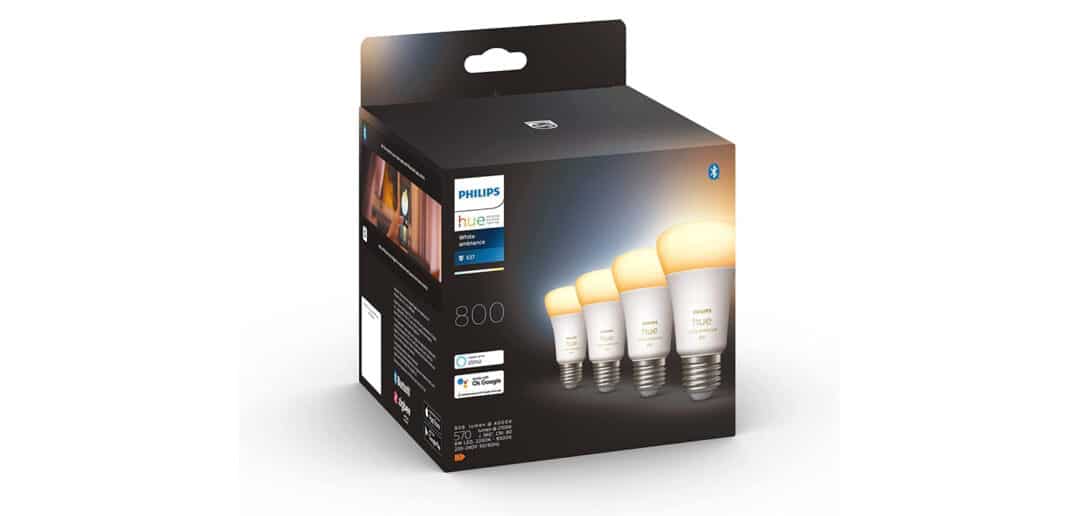 Philips Hue White Ambiance E27 4er-Pack bei Amazon für 39,99 € im Angebot!