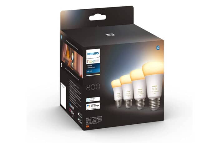 Philips Hue White Ambiance E27 4er-Pack bei Amazon für 39,99 € im Angebot!