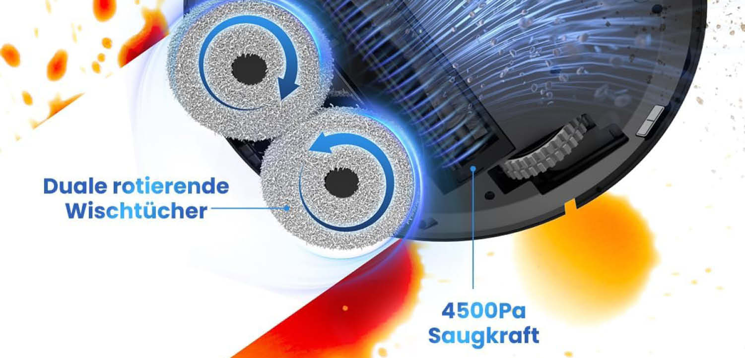 Rotierende Wischmopps sind an Bord