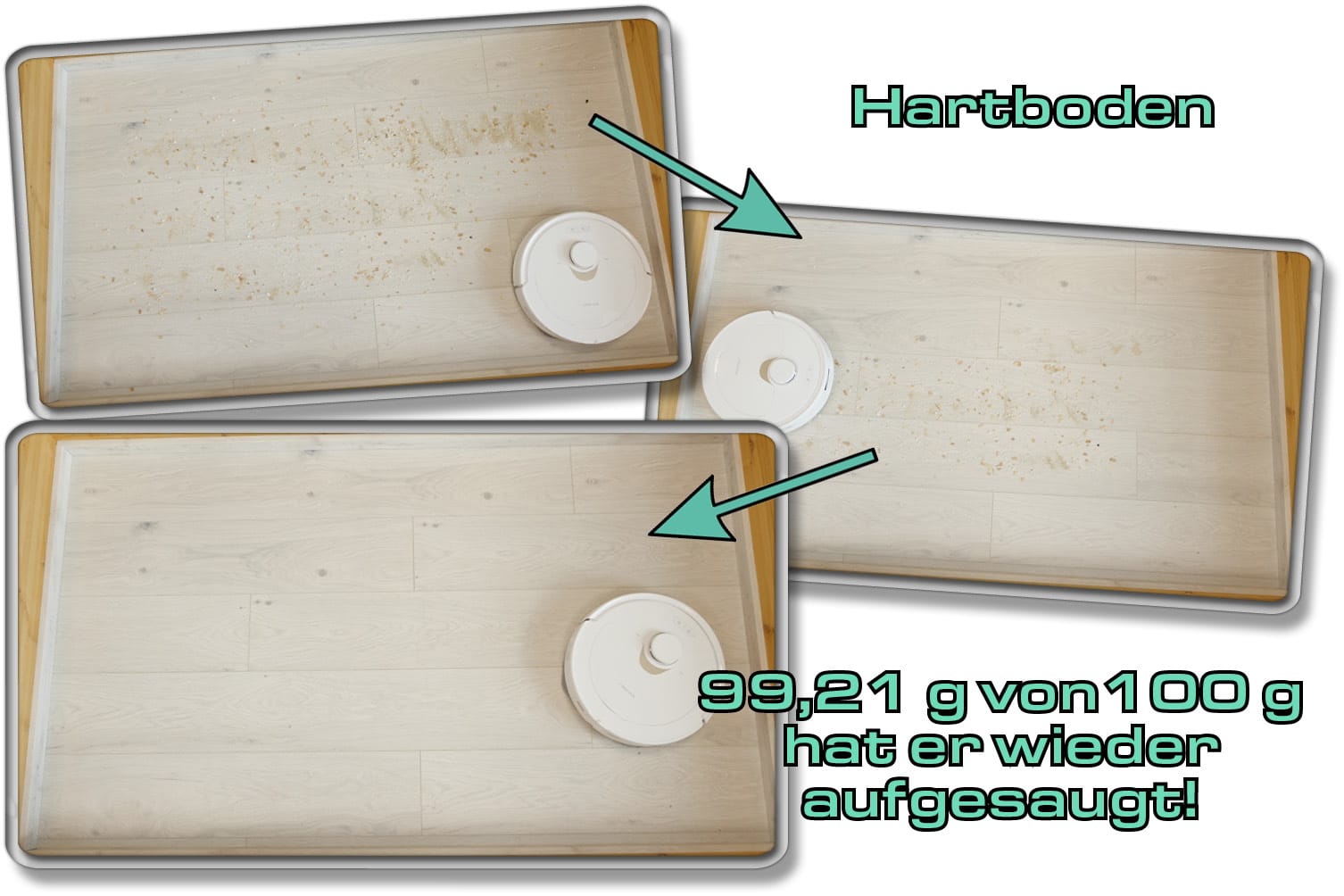 Roborock Q Revo - Unser Saugleistungstest auf Hartboden