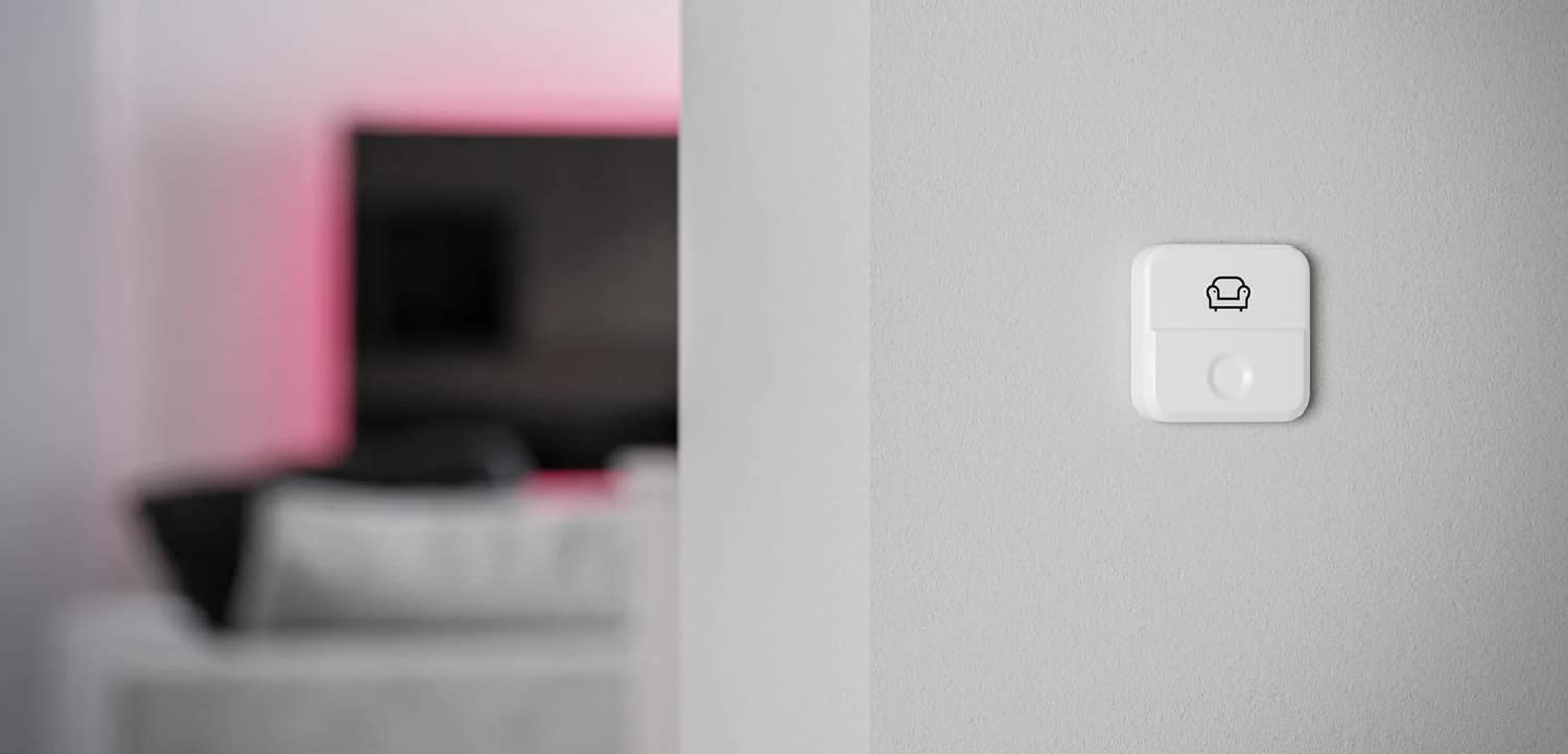 Der TUO Smart Button kann mit individuellen Aufkleber bestückt werden.