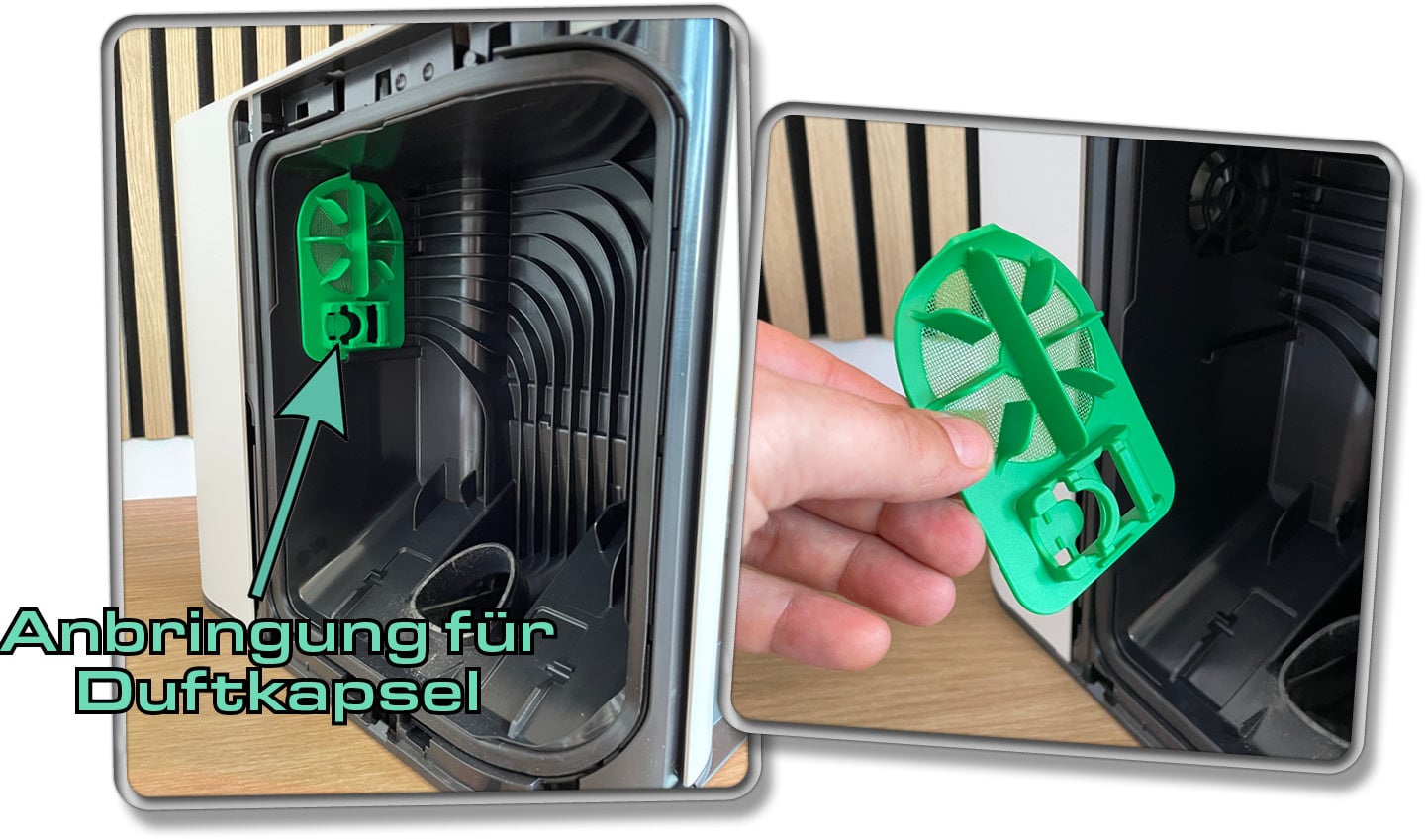 Im inneren der Service-Station kann man wieder eine Duftkapsel anbringen.