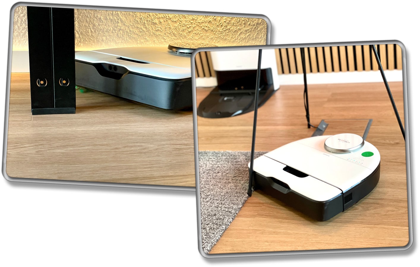 Da der Kobold VR7 lediglich einen Bumper ohne Sensoren hat, nutzt er ihn gerne und prallt auch gelegentlich an zu dünne Hindernisse.