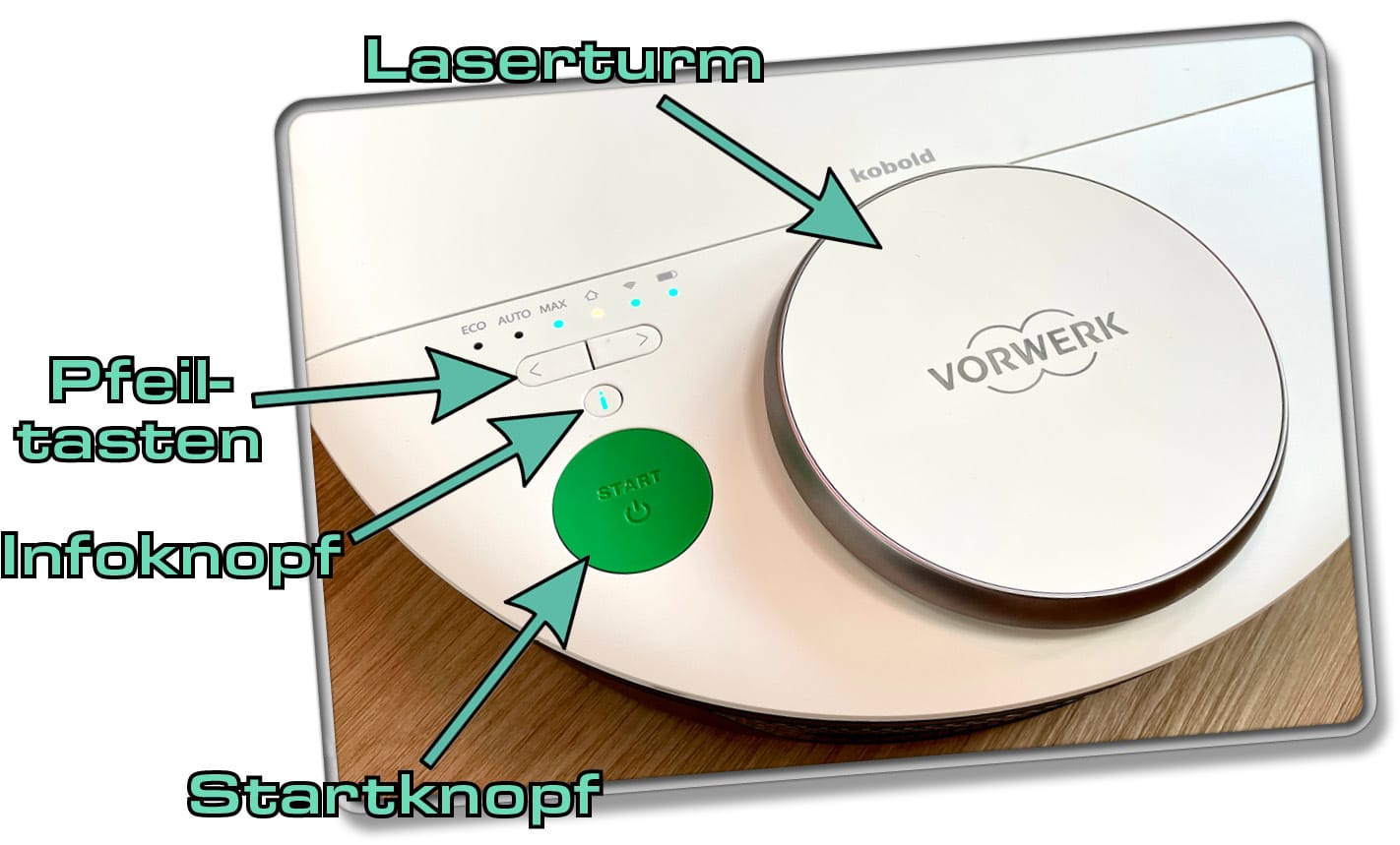 Mit diesen Bedienelementen ist der Vorwerk Kobold VR7 bestückt.