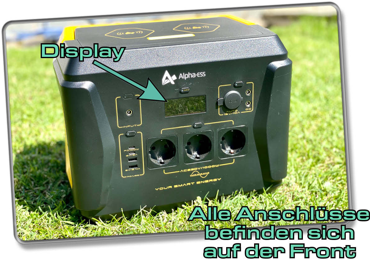 AlphaESS BlackBee1000 - Die Anschlussmöglichkeiten befinden sich ausschließlich auf der Front der PowerStation