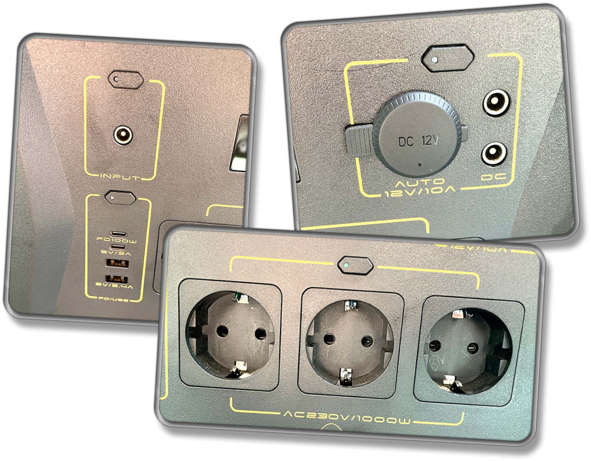 AlphaESS BlackBee1000 - Es warten zahlreiche Ein- und Ausgänge für die Stromversorgung und für Auflademöglichkeiten