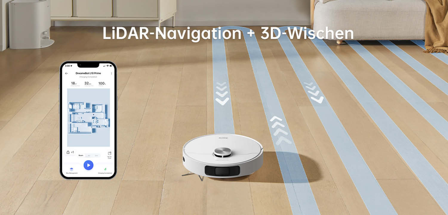 Der Dreame L10 Prime navigiert intelligent in geraden Bahnen