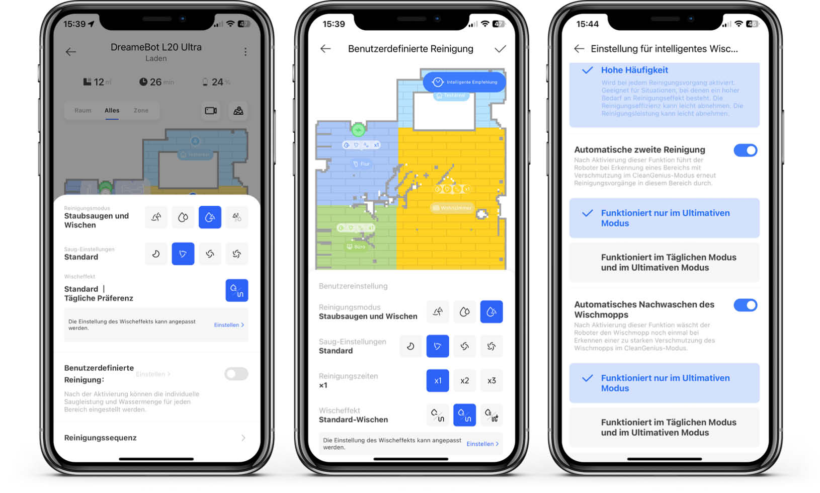Dreame L20 Ultra - App-Vorteile der Saugleistungseinstellungen