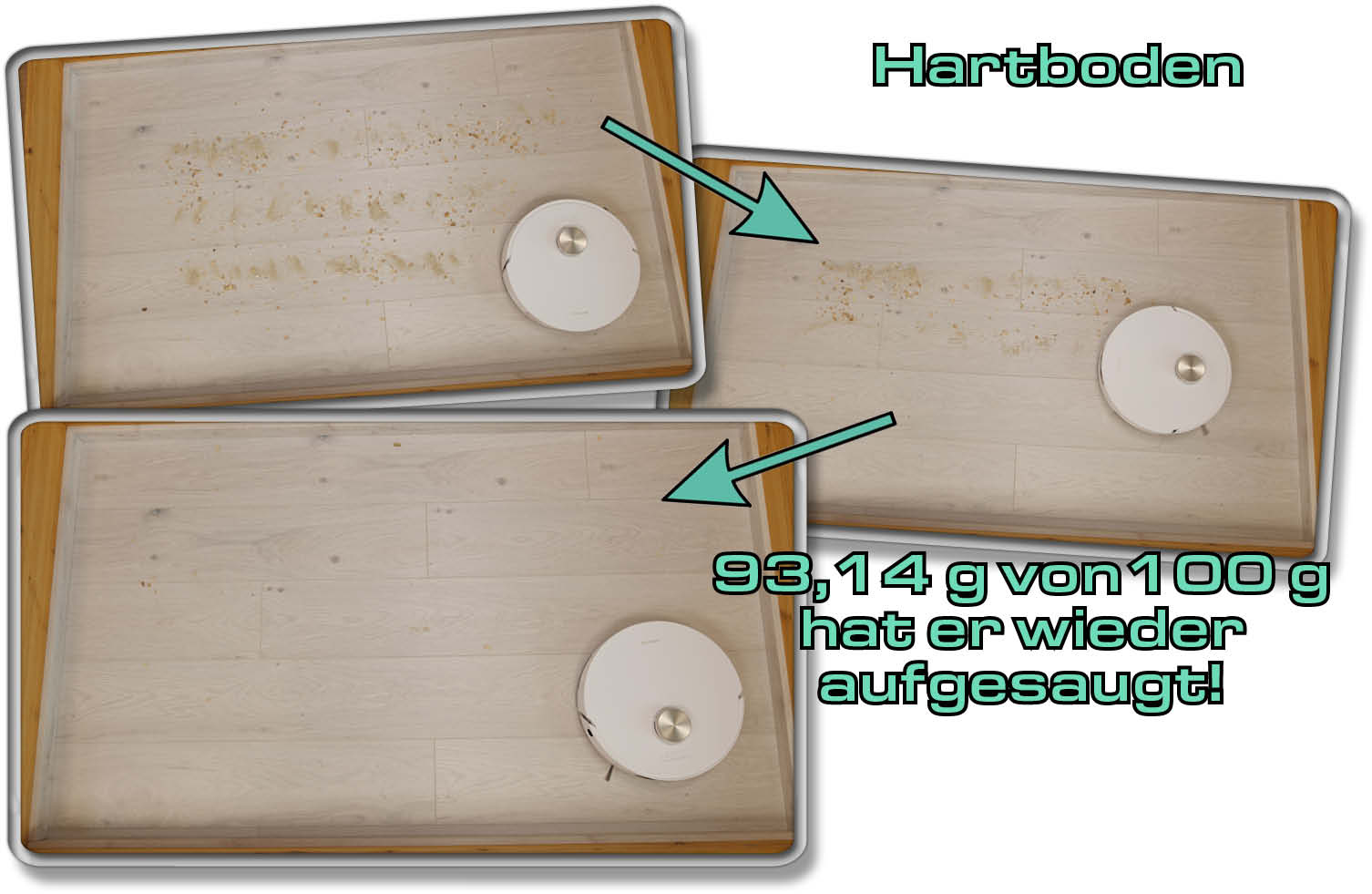 Dreame L20 Ultra - Die von uns gemessene Saugleistung auf Hartboden