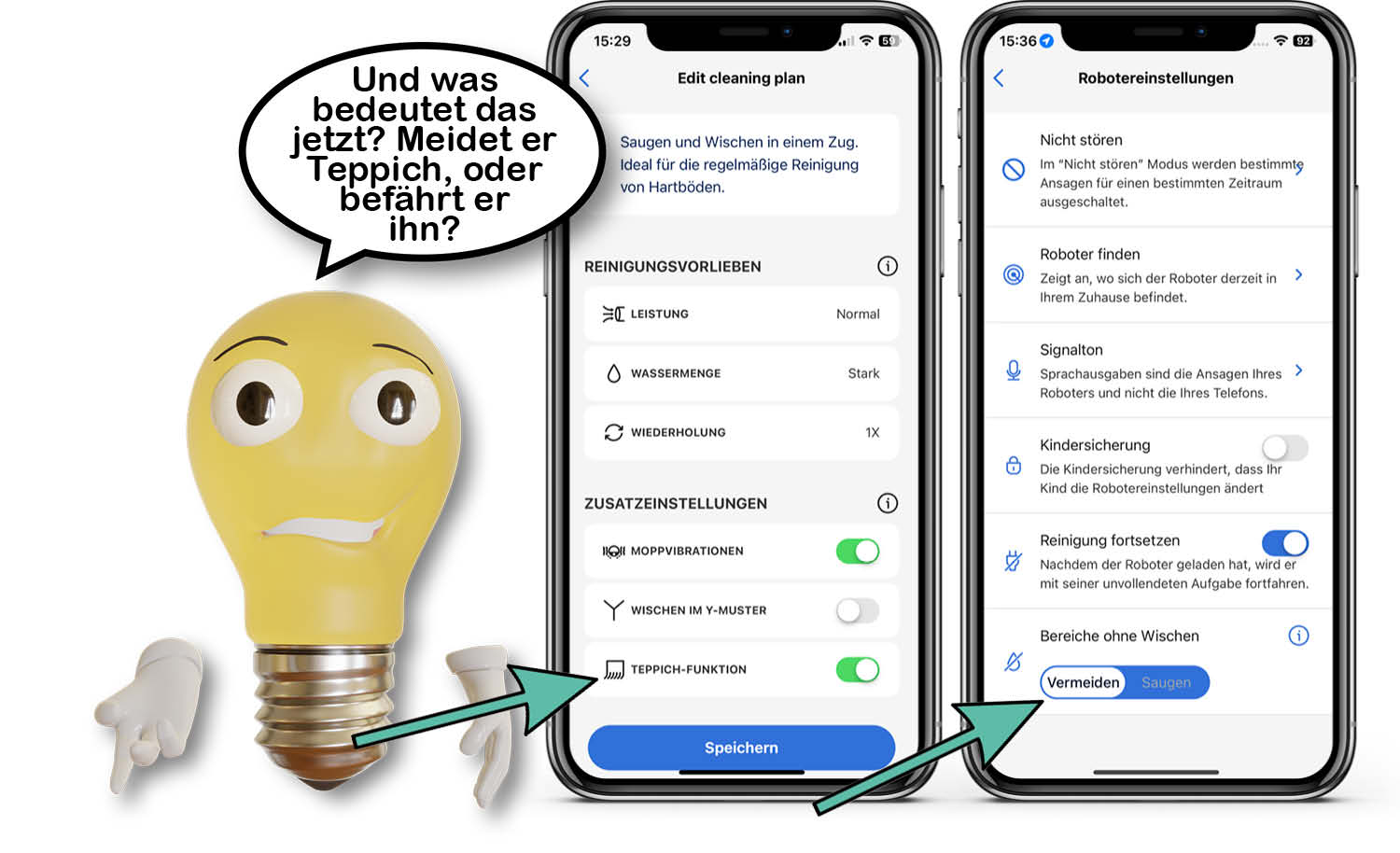 Philips HomeRun 7000 Series Aqua - Die App ist teilweise so verwirrend übersetzt, dass man nicht weiß, was die einzelnen Einstellungen bedeuten