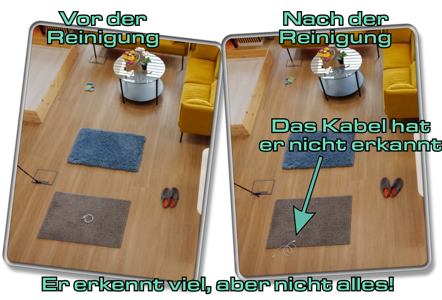Philips HomeRun 7000 Series Aqua - Er erkennt viel, manches berührt er aber oder erkennt er nicht.