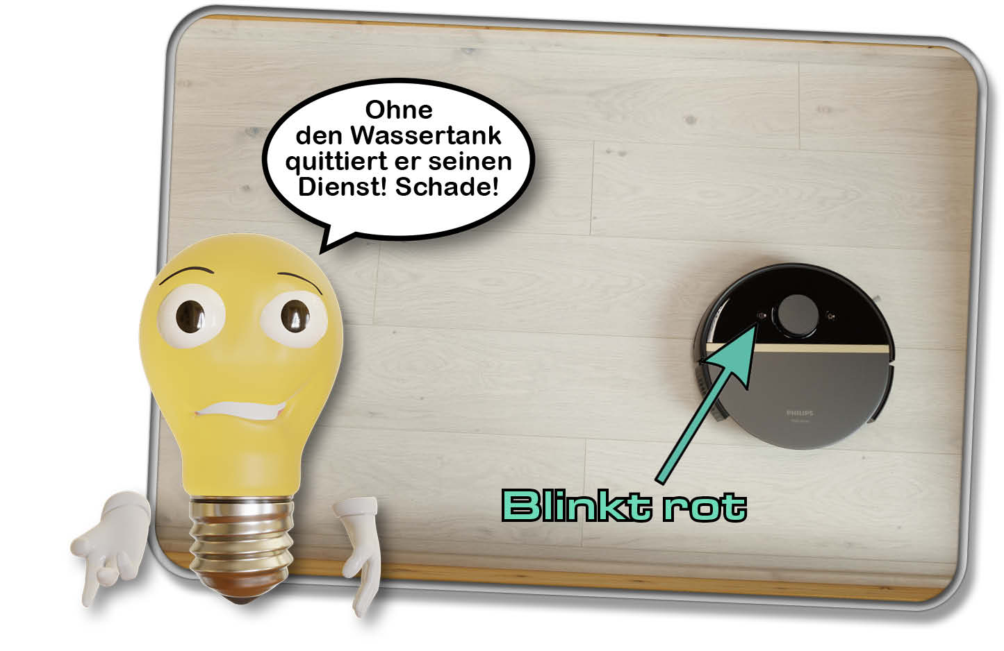 Philips HomeRun 7000 Series Aqua - Ohne den angeschlossenen Wassertank quittiert der Saugroboter seinen Dienst. Schade!