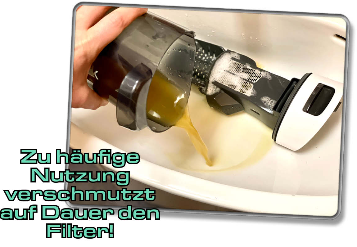 Zu häufige Nutzung verschleißt auch den Staubfilter stark, bis er gewechselt werden muss