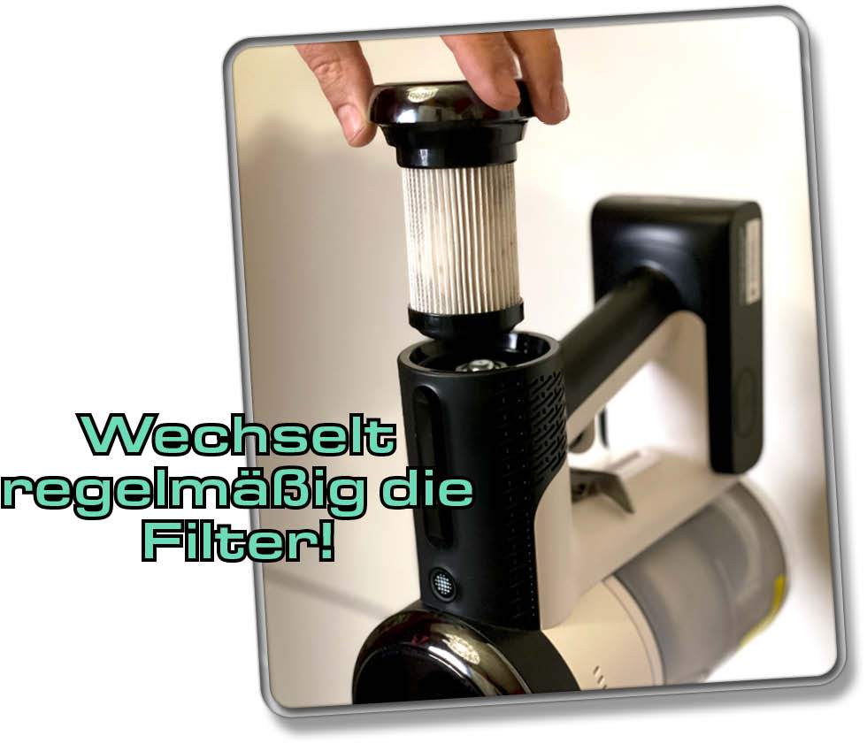 Reinige regelmäßig die Filter