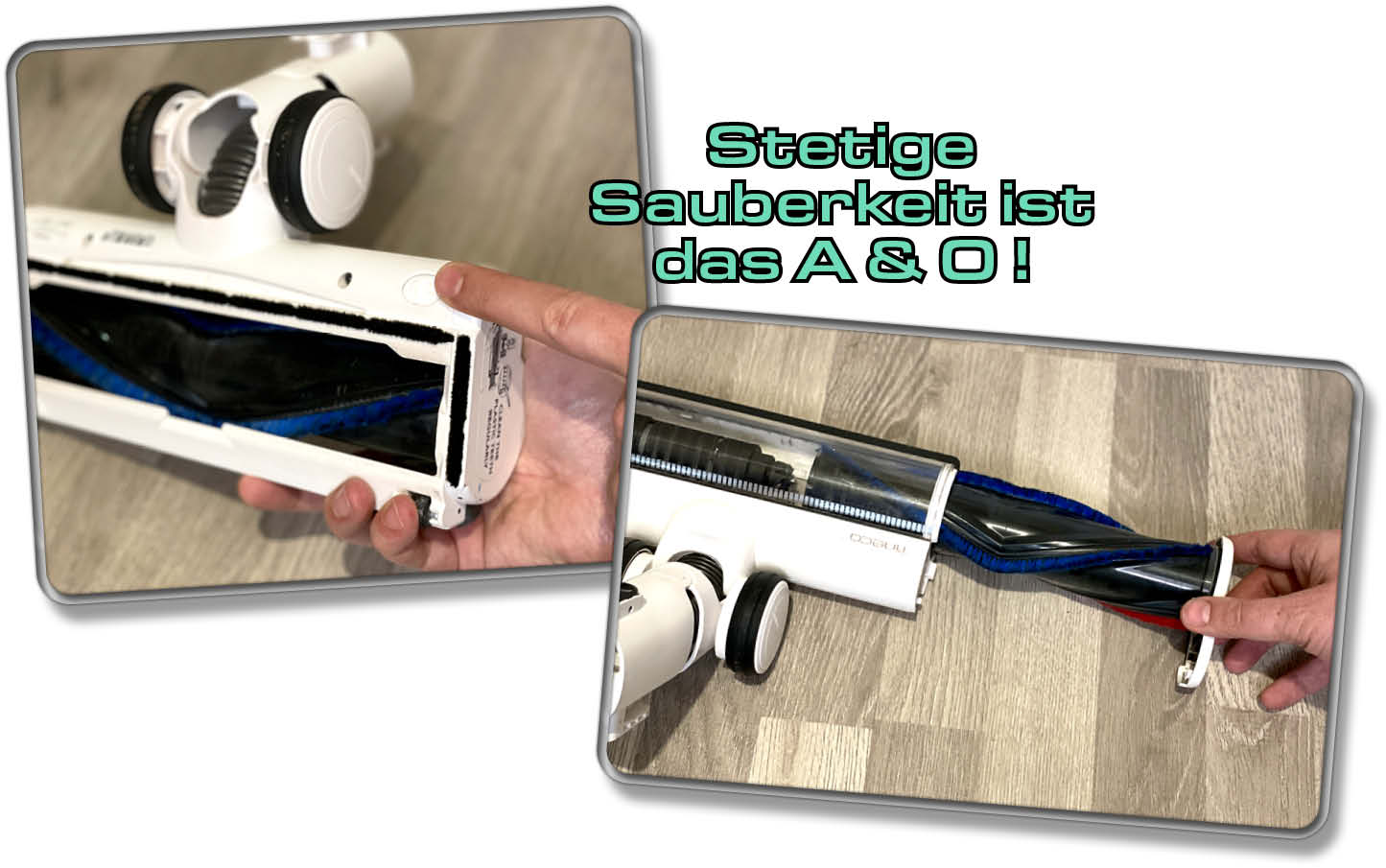 Befreie die Bodendüse und Bürste vor Verschmutzung

