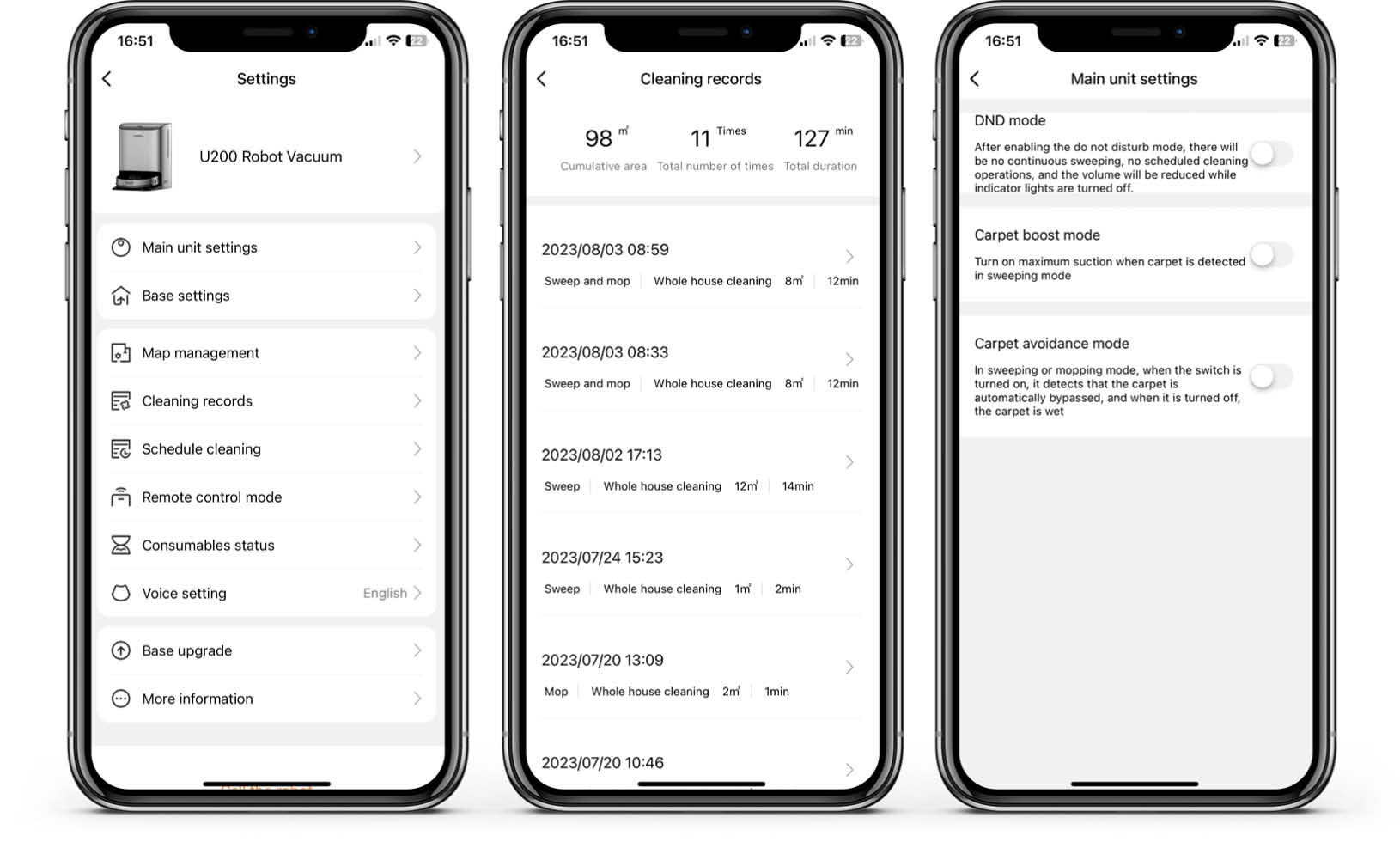 UWANT U200 - App - Einstellungen