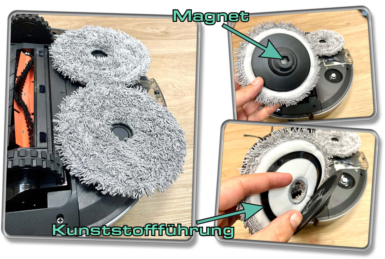 UWANT U200 - Die Wischmopps sind größer als die Halteplatten