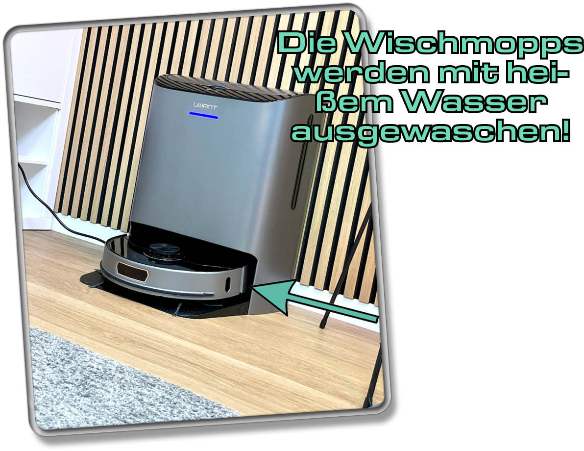 UWANT U200 - Er ist der einzige Saugroboter, dessen Mopps mit heißem Wasser ausgewaschen werden, neben dem T20 Omni von ECOVACS