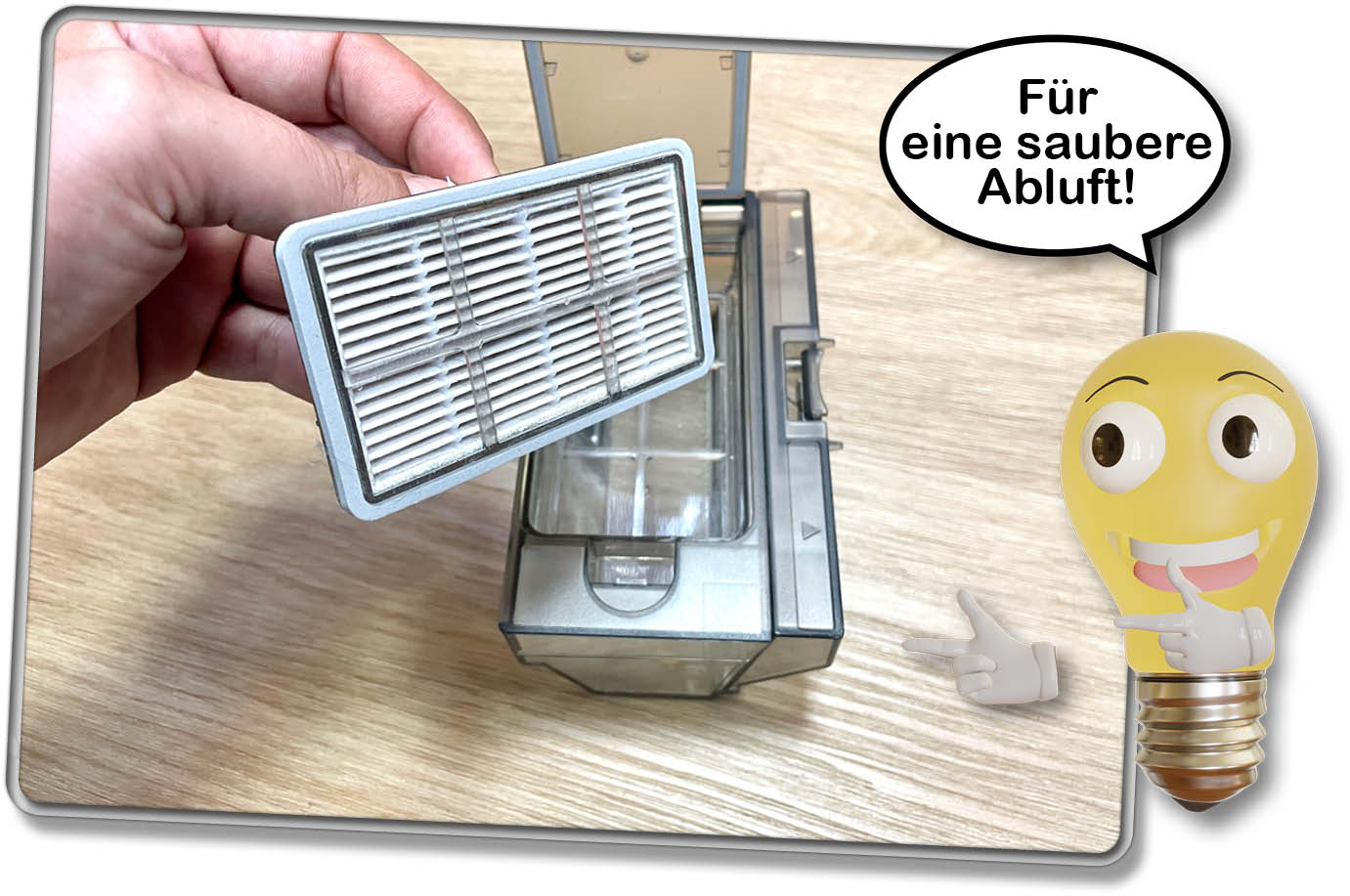 UWANT U200 - In einem Fach des Staubbehälters befindet sich ein Feinstaubfilter für eine saubere Abluft