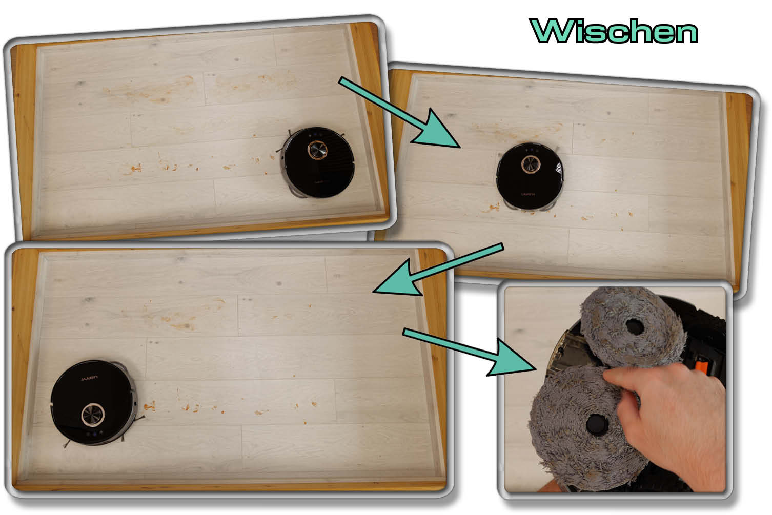 UWANT U200 - Unsere gemessene Wischleistung auf Hartboden