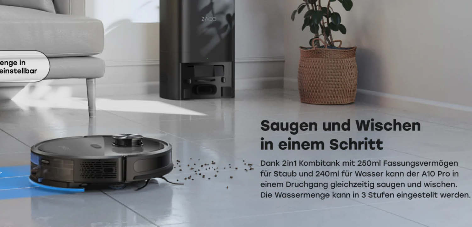 ZACO A10 Pro - Der Saugroboter kann auch wischen!