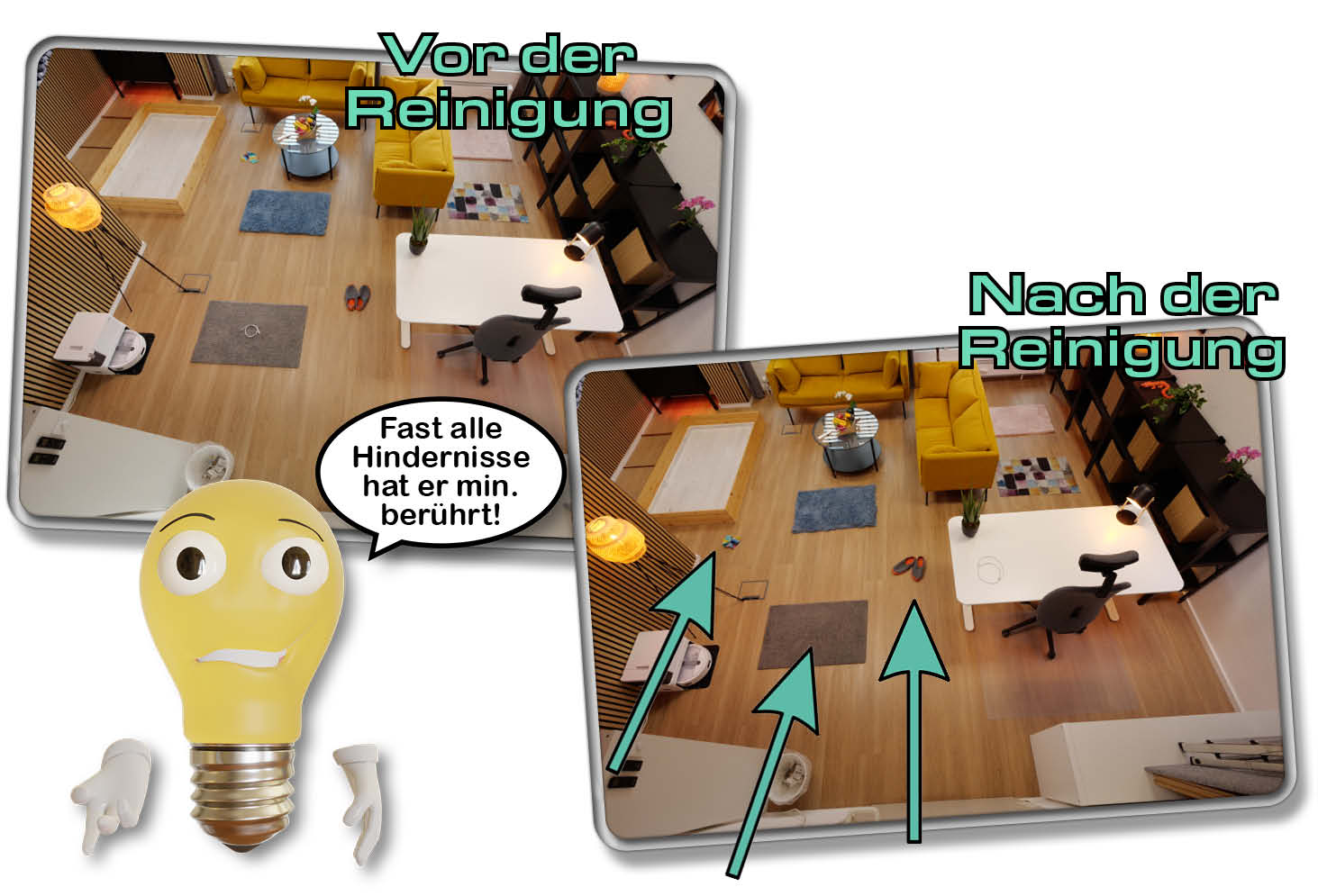 Die Hinderniserkennung des yeedi cube hat uns nicht gefallen!