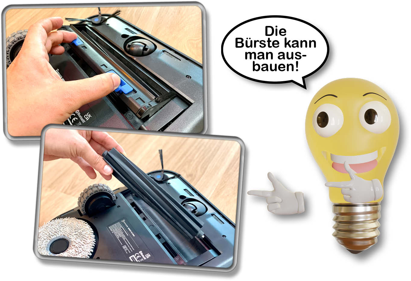 ECOVACS Deebot X2 Omni - Die Bodenbürste besteht vollständig aus Gummilamellen und ist jetzt ca. 20 cm lang!