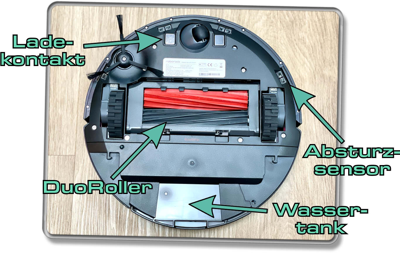 Roborock Q5 Pro - Auf der Unterseite findet man zahlreiche Sensoren