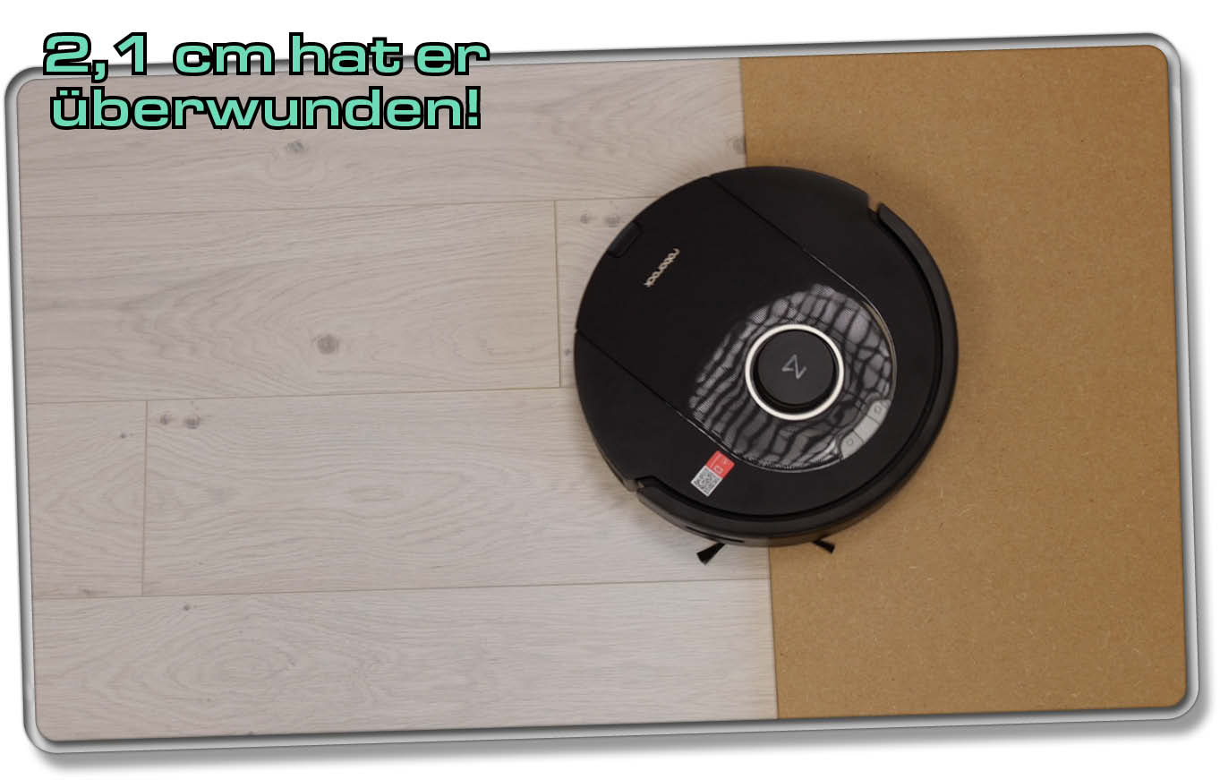 Roborock Q5 Pro - Der Saugroboter kann scharfe Kanten in einer Höhe von 2,1 cm überwinden!